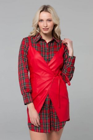 Zefir: Двойка (рубашка+кожаный сарафан) POLA красный - фото 1
