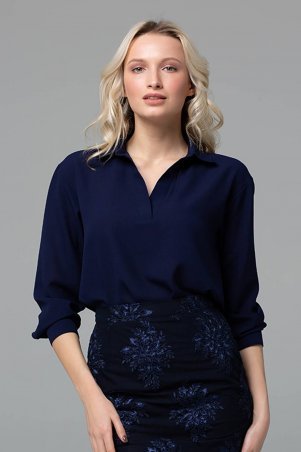 Zefir: Блуза с отложным воротником PERI синяя - фото 1