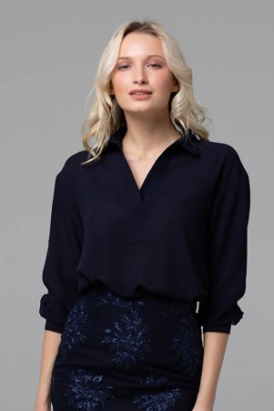 Zefir: Блуза с отложным воротником PERI темно-синяя - фото 1