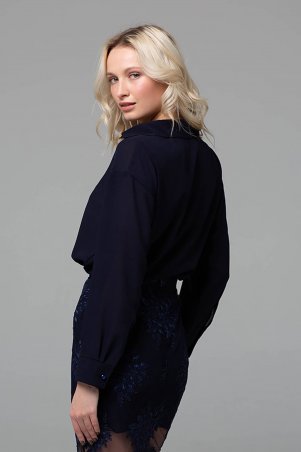 Zefir: Блуза с отложным воротником PERI темно-синяя - фото 2
