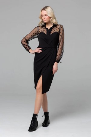 Zefir: Платье с верхом из сетки TORN черное - фото 5