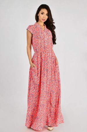 LiPar: Длинное Платье из штапеля Розовое белая ромашка 674/2 розовый - фото 1