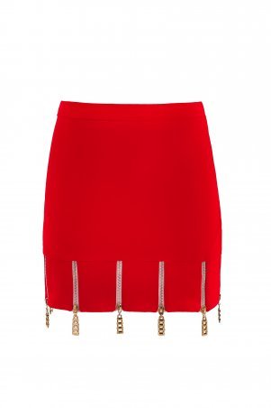 Daminika: Красная юбка с молниями "Кристал" 31806 K - фото 3
