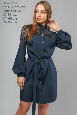LiPar: Короткое Платье с пояском Синее 3253 синий - фото 1