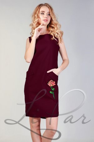 LiPar: Льняное платье с удобными карманами Бордо 3056 бордовый - фото 1
