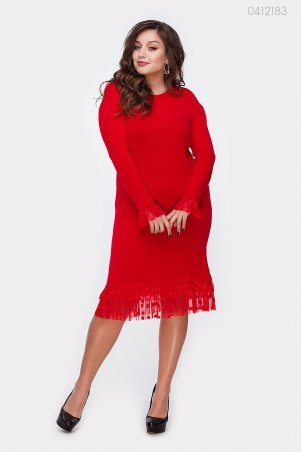 PEONY: Красное Платье Большого Размера Пьемонт 0412183 - фото 1