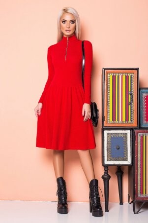 Garda: Красное Платье Со Сборками И Золотистой Молнией 300458 - фото 1