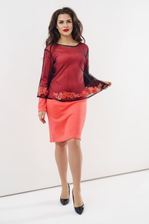 New Style: Комплект (платье и блуза) 1330_коралл - фото 1