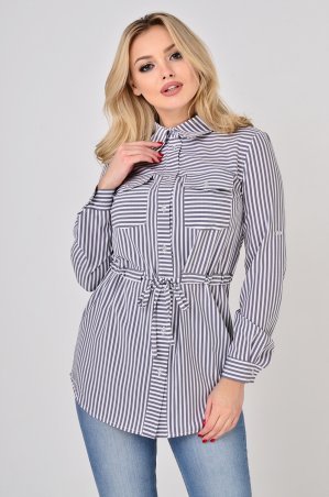 LiPar: Женская Рубашка тонкая полоска Серая 2102 серый - фото 1