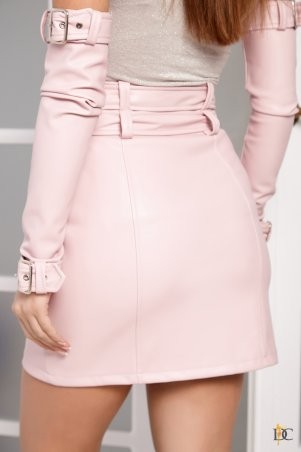 Domenica: Кожаная короткая юбка с ремнями на пряжках Р 2435 - фото 6