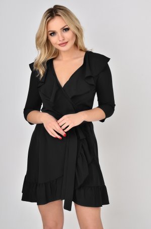 LiPar: Платье на "запах" с воланами Чёрное 3351 черный - фото 1