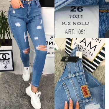 Immagine: Рваные женские джинсы SLIM голубые 1031-1051 - фото 1