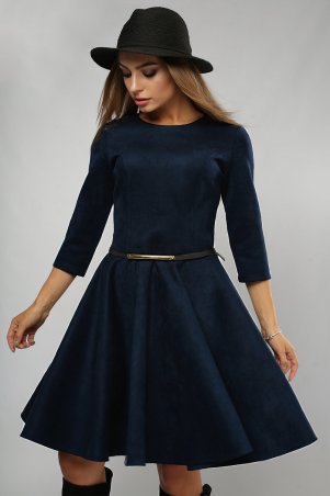 LiPar: Платье замша юбка-солнце Синее 3072 синий - фото 1