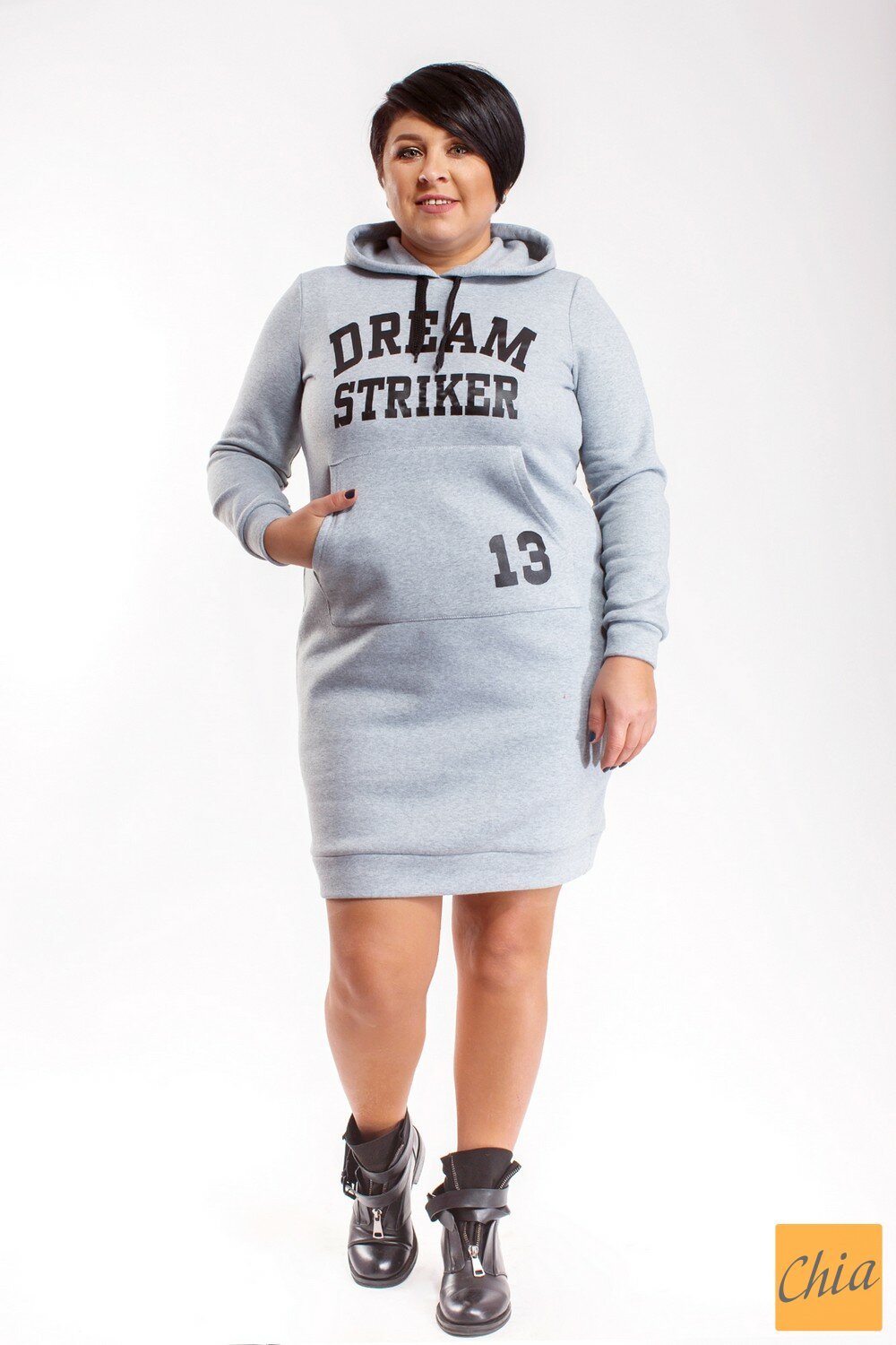 Платье-худи 412663 серый