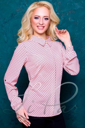 LiPar: Женская блуза в горошек с бантиками Розовая Батал 2055 розовый - фото 1