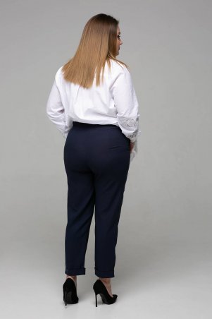 Tatiana: Зауженные брюки с отворотом МАРИЗ темно-синие - фото 2