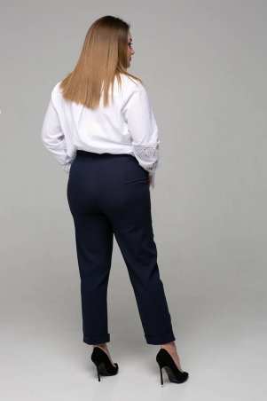 Tatiana: Зауженные брюки с отворотом МАРИЗ темно-синие - фото 3