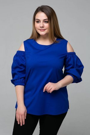 Tatiana: Блуза с вырезами на плечах ЛЕСЯ синяя - фото 1