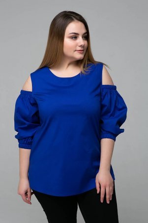 Tatiana: Блуза с вырезами на плечах ЛЕСЯ синяя - фото 2