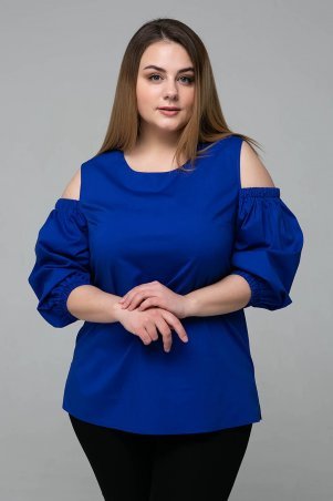 Tatiana: Блуза с вырезами на плечах ЛЕСЯ синяя - фото 3