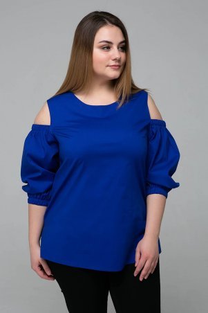Tatiana: Блуза с вырезами на плечах ЛЕСЯ синяя - фото 4