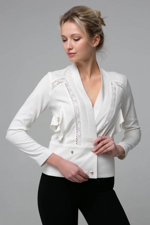 Zefir: Короткая блуза со вставками из кружева TERI белая - фото 1