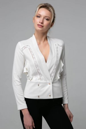 Zefir: Короткая блуза со вставками из кружева TERI белая - фото 2