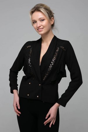 Zefir: Короткая блуза со вставками из кружева TERI черная - фото 2