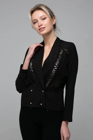 Zefir: Короткая блуза со вставками из кружева TERI черная - фото 3