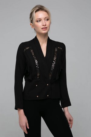 Zefir: Короткая блуза со вставками из кружева TERI черная - фото 6