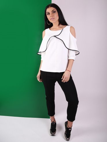 Eva Style: Блуза с оголенными плечами и воланами 1172 - фото 1