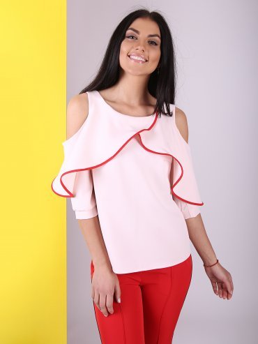 Eva Style: Блуза с оголенными плечами и воланами 1172 - фото 5