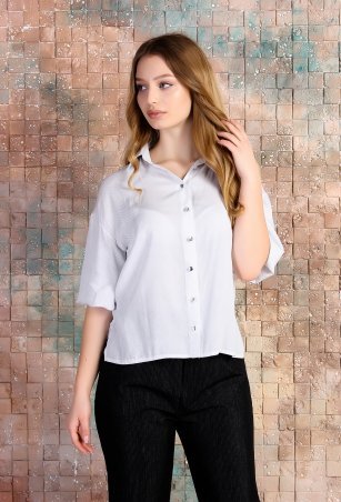 Eva Style: Свободная блуза с накладными карманами и припущенным рукавом 1310 - фото 3