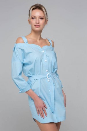 Zefir: Платье-сарафан с открытыми плечами BLANSH голубое - фото 1