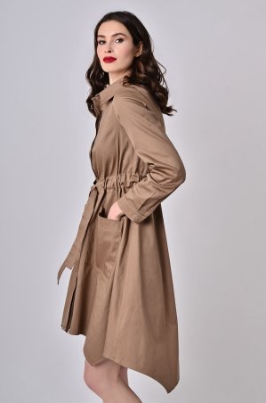 LiPar: Платье-халат с поясом-кулисой Бежевое 3353 бежевый - фото 3
