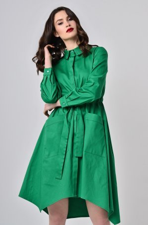 LiPar: Платье-халат с поясом-кулисой Зелёное 3353 зеленый - фото 1