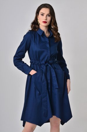 LiPar: Платье-халат с поясом-кулисой Синее 3353 синий - фото 1