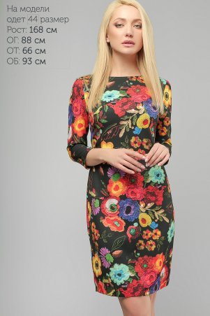 LiPar: Платье в цветочный принт Черное 3193 черный - фото 1