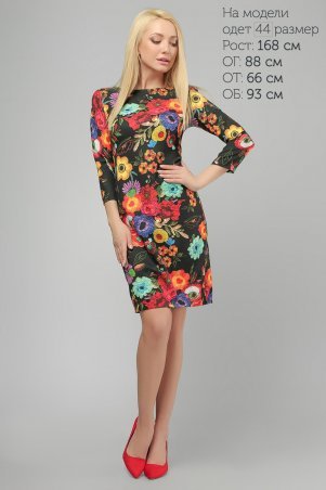 LiPar: Платье в цветочный принт Черное 3193 черный - фото 3