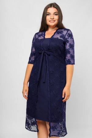 LiPar: Платье с эффектом двуслойности Батал Синее 3282 Б синий - фото 1