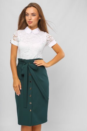 LiPar: Юбка-карандаш с завышенной талией Зелёная 0022 зеленый - фото 3