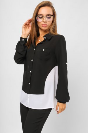 LiPar: Рубашка шифоновая Чёрно-белая 2087 черно-белый - фото 3