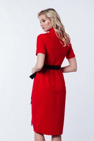 LiPar: Платье "на запах" с гипюровым клином Красное 3373 красный - фото 2
