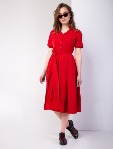 Eva Style: Платье с бантовыми складками на юбке 1331 - фото 6