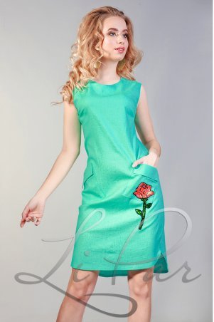 LiPar: Платье льняное с карманами Мята 3056 бирюза - фото 1