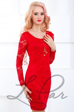 LiPar: Платье нарядное гипюровое Красное 3012 красный - фото 1