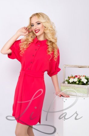 LiPar: Платье-рубашка с пояском Красное 0668 красный - фото 1