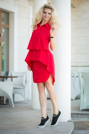 Bisou: Платье-рубашка красное 7825 - фото 1