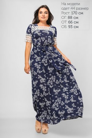 LiPar: Платье белая бабочка крупная Синее Батал 3207 Б синий - фото 1