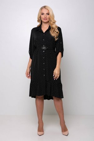 Tatiana: Платье в горошек с застежкой спереди ПЕРИС черное - фото 1